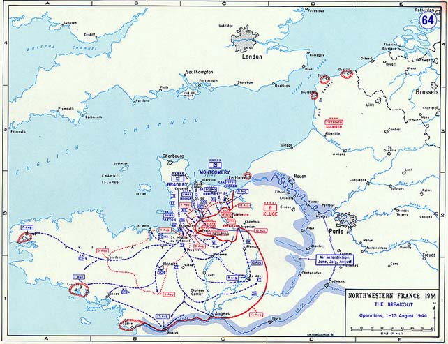 Боевые действия в Северно-Западной Франции с 1 по 13 августа 1944
